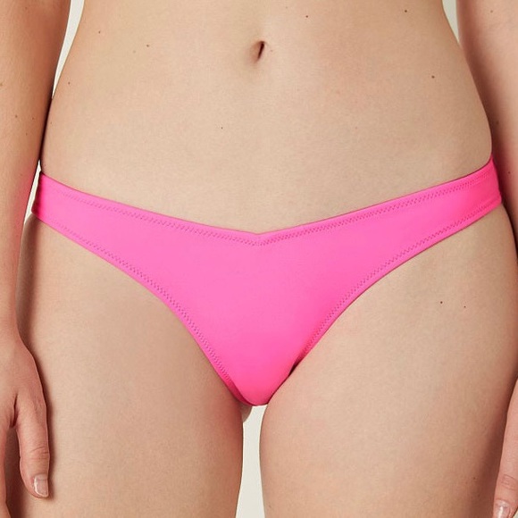 PINK VICTORIA'S SECRET VS V-Front Itsy Bikini Bottom in Radiant Rose 5YOM NWT - Picture 3 of 6